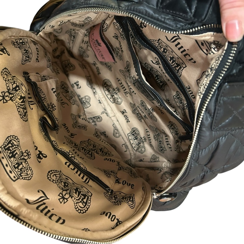 Vintage Y2K Juicy Couture Black Quilted Backpack - Picture 6 of 7